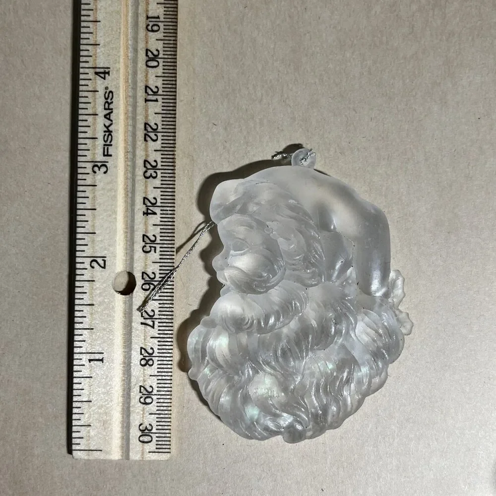 Set of 5 Acrylic Iridescent Glitter Christmas Tree Ornaments Santa, Bear, Grapes